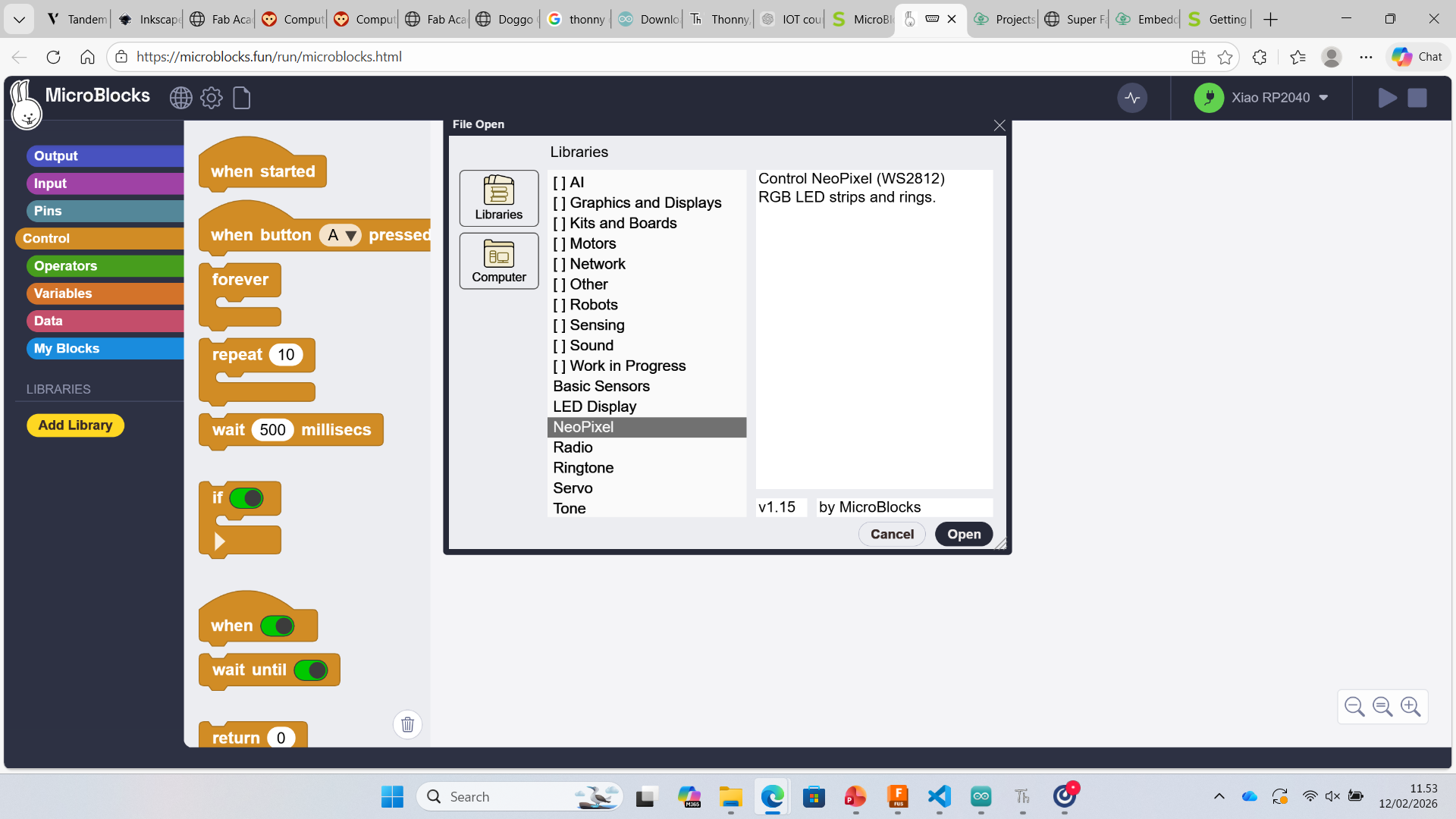 NeoPixel library selection